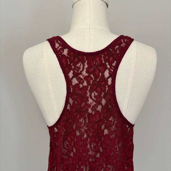 Aritzia Wilfred Dark Red Sheer Lace Tank Top - Picture 7 of 10